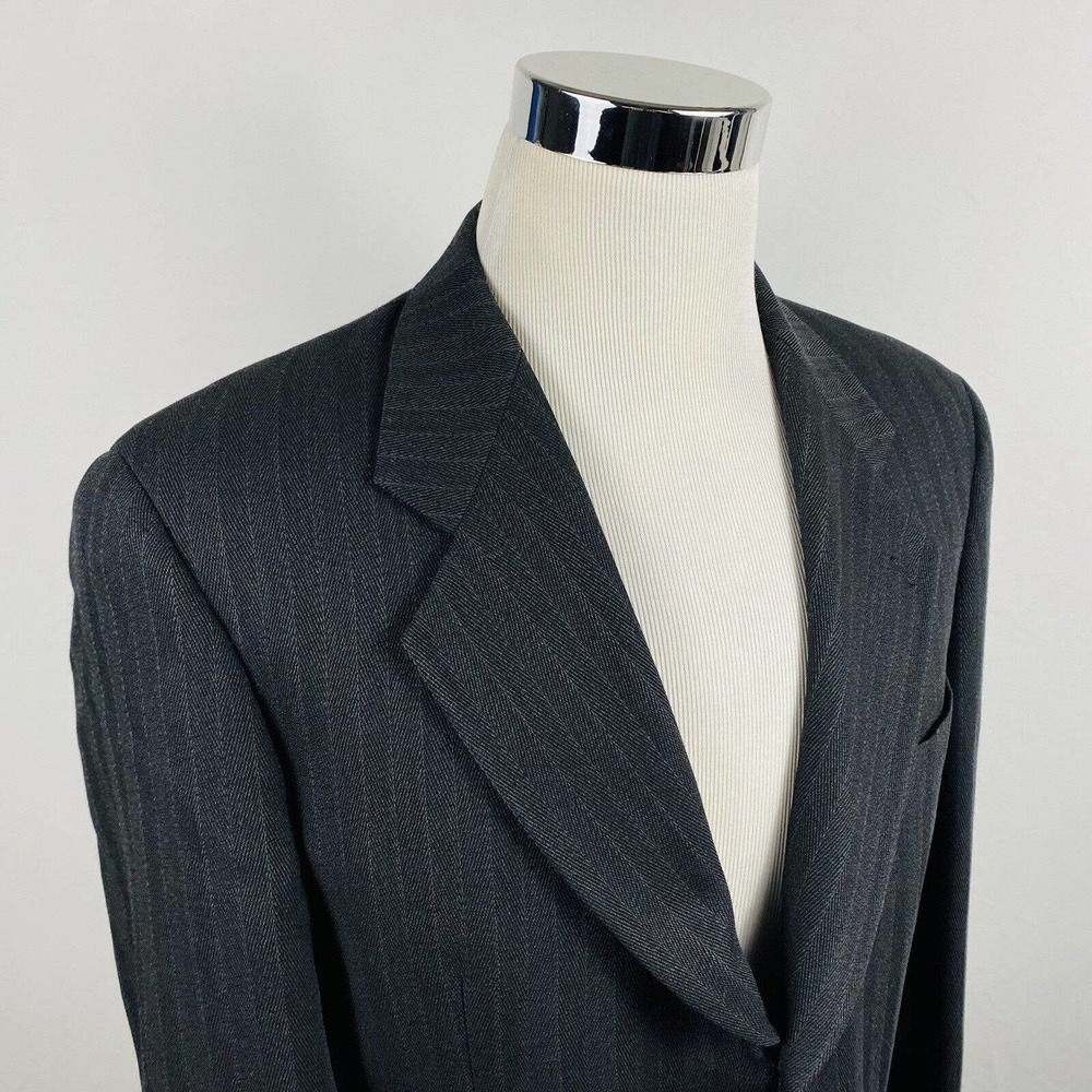 Mani x Giorgio Armani 40R Sport Coat Black Herringbone 100% Wool Three Button
